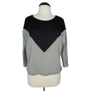 EVERLY Dolman Top S SMALL Metallic Silver Black 3/4 Sleeves